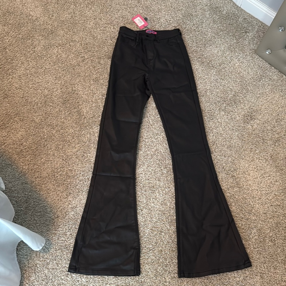 Luna Faux Leather Flare Jeans